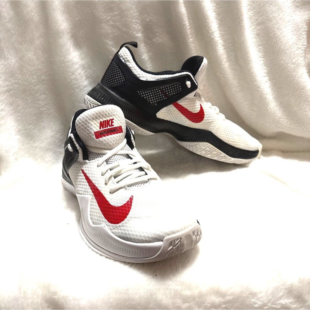 Nike Volleyball Shoes White & Red Mesh Size 10 US womens Durable Lightweight Des - Picture 1 of 7